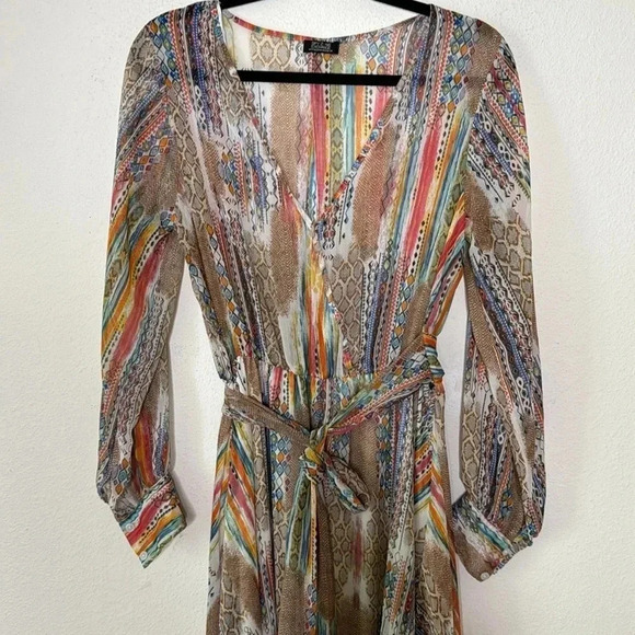 Spy Zone Maxi Vintage semi sheer animal print Dress Size Large - Picture 3 of 8